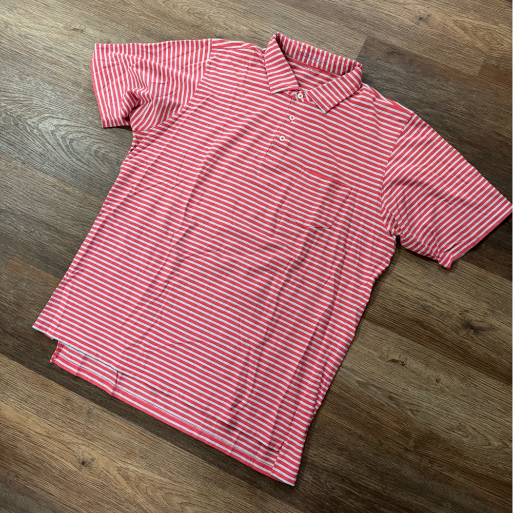 B DRADDY Red White & Blue Striped Short Sleeve Polo Size‎ L
